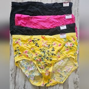Cacique Women's Panties Set - Black, Pink, Yellow - No-show Briefs 26/28 NWT